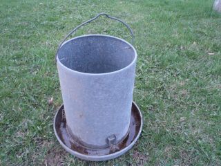 Vintage Galvanized Chicken Feeder,  Watering Can,  Rustic Farm House Decoration 17 "