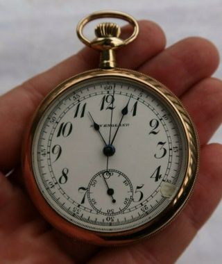 Rare Vintage 2 " England Gold Filled Wind Up Pocket Watch Chronograph 7j Nr