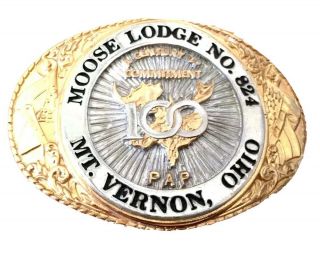 Vintage 1988 Moose Lodge Mt.  Vernon Ohio Metal Belt Buckle Lone Star Buckle