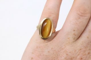 Lovely Vintage 9ct Yellow Gold 375 Natural Chrysoberyl Cats Eye Ring Size K 528