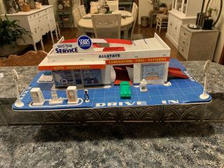 Vintage Marx Sears Roebuck Allstate Happi Time Tin Litho Service Station Playset