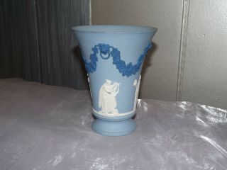 Vintage Wedgwood Tri - Color Pale Blue Jasper Ware Vase Signed Lord Wedgwood 1988