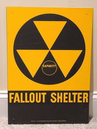 Vintage Cold War Era Metal Fallout Shelter Sign Us Department Of Defense 14 X 20
