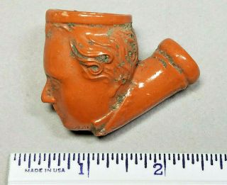 Antique Dug Civil War Red Glazed Franklin Pierce Face Clay Pipe