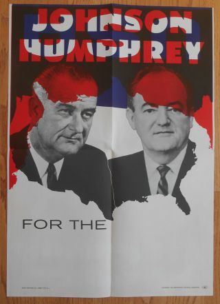 Misprinted Johnson Humphrey Poster 1964 Presidential & Rare