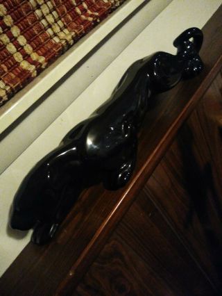 Vtg Royal Haeger Pottery Black Panther Crouching Glossy Ceramic 23 " Art Deco