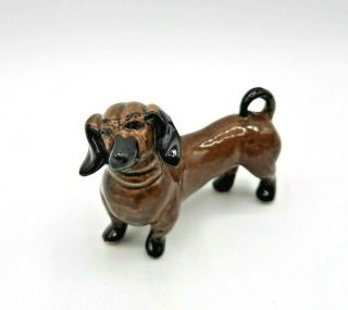 Vintage Ceramic Art Studios Brown And Black Dachshund Dog Ceramic Figurine