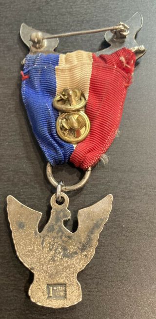 VTG 1930s EAGLE SCOUT Boy Scouts Rank Badge MEDAL Uniform Ribbon Award STERLING 3