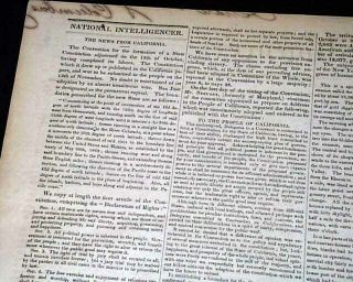 California Constitutional Monterey Convention For Statehood ? 1849 Dc Newspaper