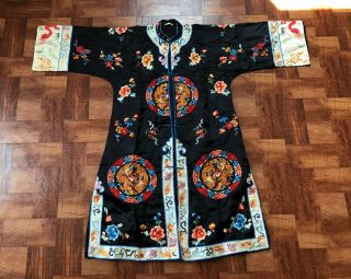 Elegant Antique / Vintage Chinese Silk Dragon Robe
