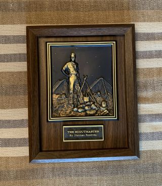 Vtg Norman Rockwell The Scoutmaster 3d Sculpture Wall Plaque Bsa Boy Scouts Art.