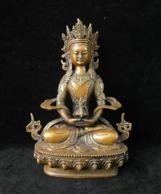 Very Fine Old Chinese Tibetan Bronze " Guanyin " Buddha Statue Sculpture