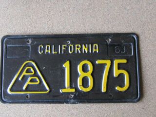 1963 California “press Photographer " License Plate Pp 1875