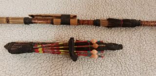 Indonesian Bamboo Blow Dart Tube Blowgun Tribal With Darts & Quiver Handmade Art