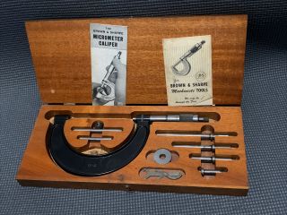 Vintage Brown & Sharp Micrometer Caliper 0 - 4 Machinist Tool - Providence Ri