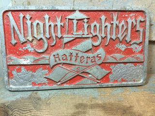 Vintage Car Club Hot Rod " Night Lighters” Speed Gems Aluminum 1950s Plaque Sign