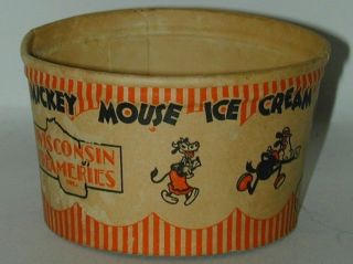 Mickey Mouse Premium Ice Cream Cup Wisconsin Creameries 1930s