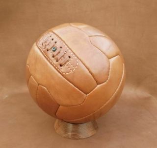 Football 18P and Rugby ball 4P,  Vintage Tan Leather with Wooden bases | Retro 2