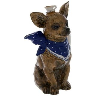 Chihuahua Dog Blue Bandana Figural Teapot Ceramic Blue Sky
