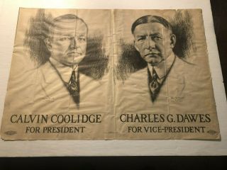 1924 Calvin Coolidge Charles Dawes Jugate Campaign Poster - Broadside Doctoroff