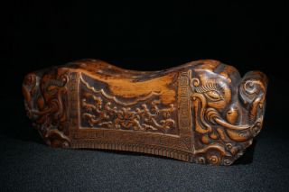 Old Peking China Antique Furniture Decor Rosewood Wooden Statue Carvings Pillow
