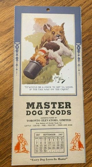 Vintage Dog Advertising Calendar - Wire Fox / Irish Terrier By Robert Dickey