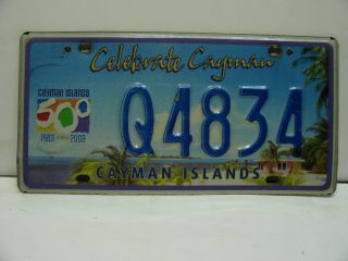 2003 Cayman Islands License Plate Q4834 Celebrate Cayman Vintage As6131