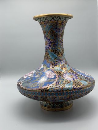 Antique Chinese Cloisonne Bronze Vase 9.  5”