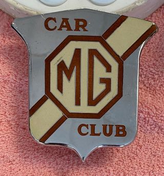 Vintage Mg Car Club License Plate Topper Automotive Badge Emblem 3.  5”