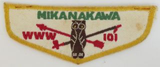 Oa Mikanakawa Lodge 101 F3 Flap Yel Bdr.  Circle Ten,  Texas (glue On Back) [tk - 45