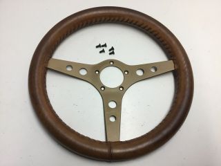 Vintage 1981 Momo Steering Wheel Leather Gold Bronze Italy