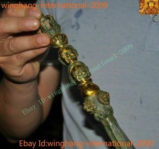 Tibet Buddhism Bronze Gilt Buddha head Vajra Dorje Phurpa Exorcism Talisman Faqi 2