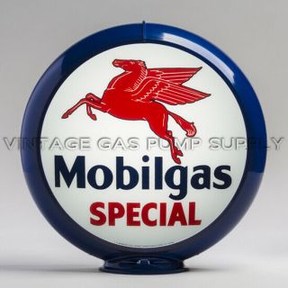 Mobilgas Special 13.  5 " Gas Pump Globe W/ Dark Blue Plastic Body (g149)
