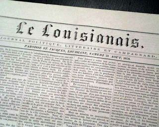 Rare Convent La St.  James Parish Louisiana French & English Lang.  1878 Newspaper