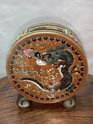 Antique Japanese Cloisonne Vase Dragon & Peacock Meiji Period No Lid