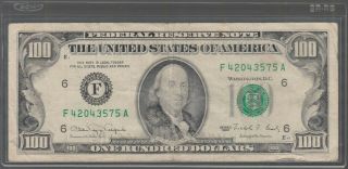 1990 (f) $100 One Hundred Dollar Bill Federal Reserve Note Atlanta Vintage Money