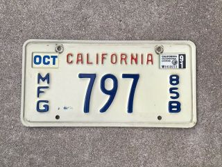 1991 - California - Manufacturer - License Plate