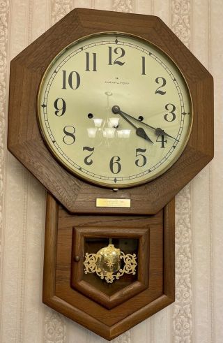 Great Vintage Hamilton Westminster Chime Head Master Regulator Wall Clock