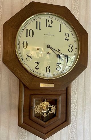 Great Vintage Hamilton Westminster Chime Head Master Regulator Wall Clock 2