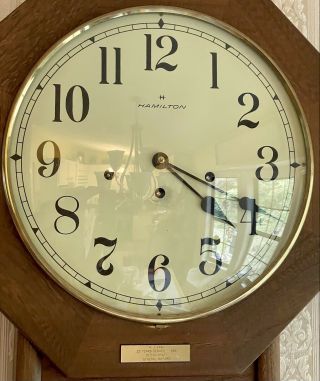 Great Vintage Hamilton Westminster Chime Head Master Regulator Wall Clock 3