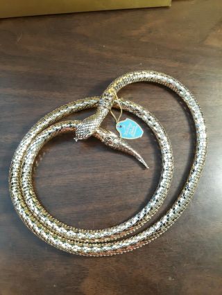 Vintage Signed Whiting And Davis Adjustable Gold - Tone Mesh Snake Waist Belt