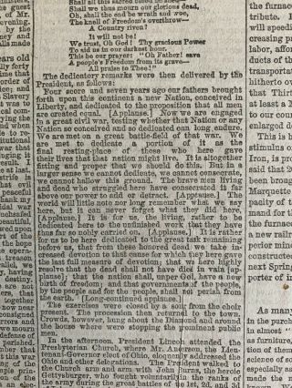 Abraham Lincoln Gettysburg Address Printing York Tribune November 21 1863