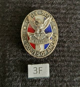 Vintage Type 3f Sterling Silver Eagle Boy Scout Hat Pin Medal Award Rank