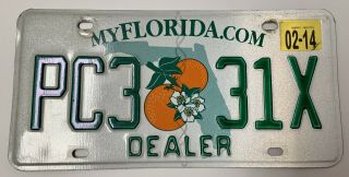 Florida Dealer License Plate Myflorida.  Com Double Orange Auto Car Fl Tag Pc3 31x