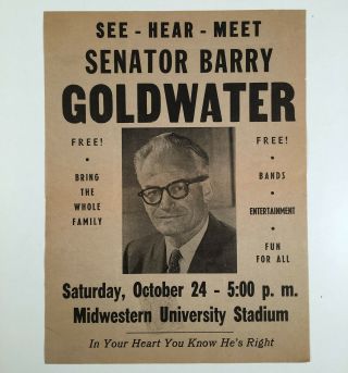 Wichita Falls Tx: 1964 Presidential Candidate Barry Goldwater Rally Poster