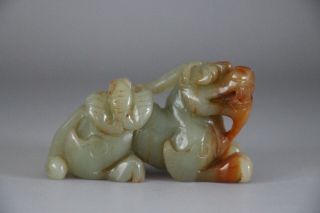 Chinese Antique Qing Dynasty 100 Natural Hetian Jade Hand - Carved Statues Fushou