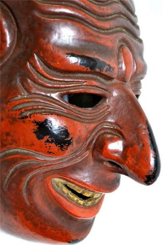 Japanese Traditional Gigaku Mask Daikohu (大孤父) Demon Noh Kabuki Kagura Samurai