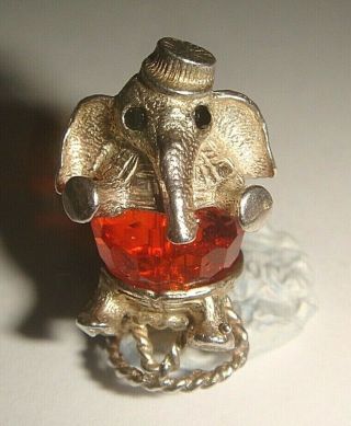Rare Vintage Silver Nuvo Red Crystl Circus Elephant Charm