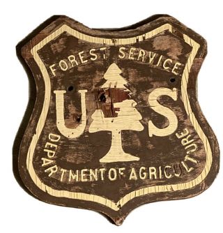 Vintage Us Forest Service Sign Department Of Agriculture Rare Wood Obsolete Orig