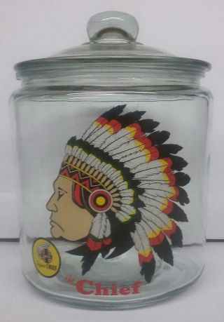 Rare Santa Fe Chief Railroad Glass Counter Jar